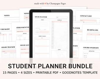 Afdrukbare studentenplannerbundel, GoodNotes-sjabloon (digitale download)