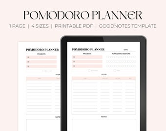 Pomodoro Productivity Planner, Study Time Tracker (Digital Download)