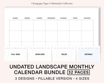 Minimalistisches Monatskalender-Angebot (druckbare PDF)