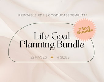 Life Goal Planner Bundle Printable PDF, Goal Setting Journal, Goal Digger Digital Download Planner, Manifestation Planner GoodNotes Template