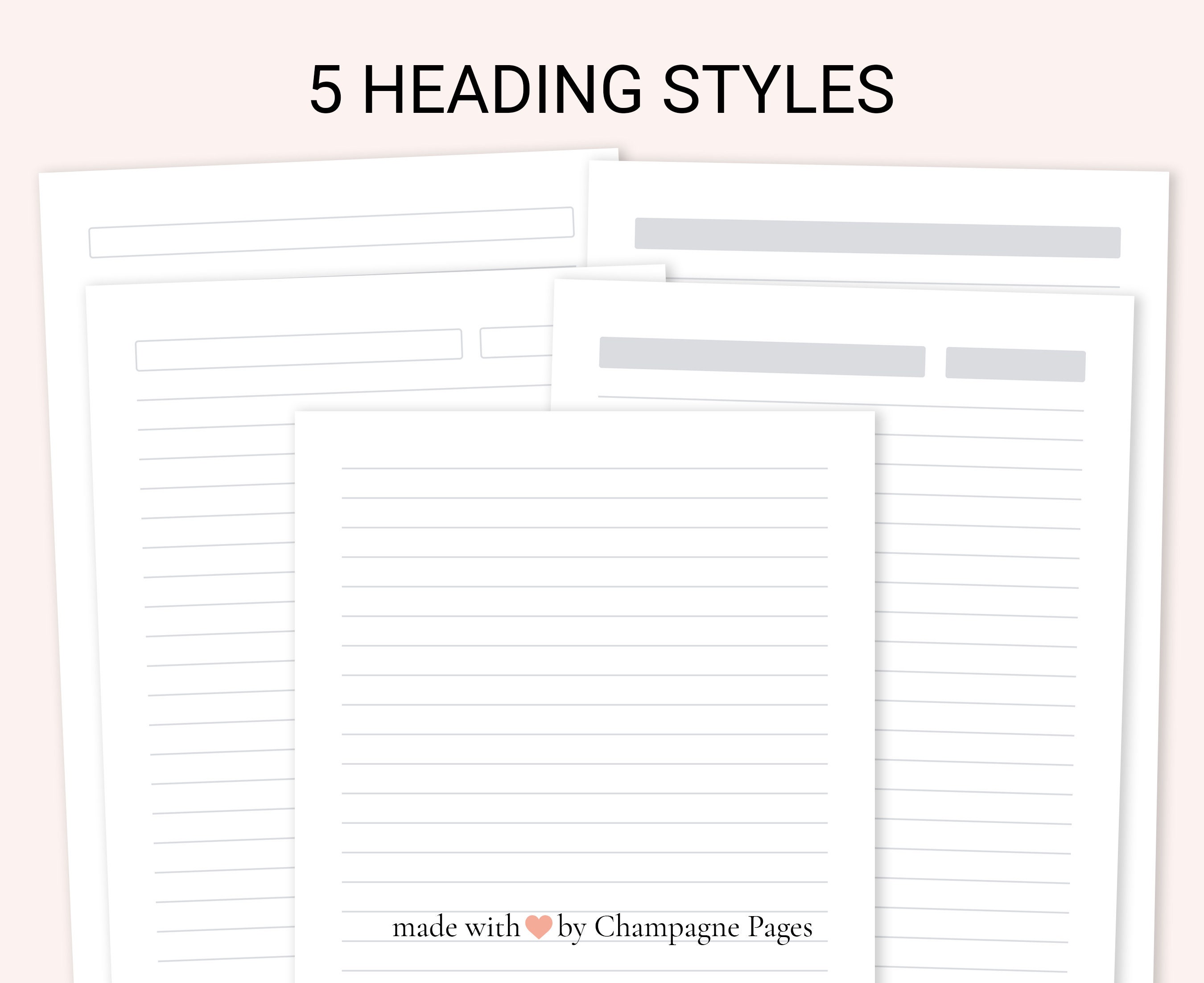 Printable Paper Templates College Ruled Medium Ruled, 7.1mm Spacing