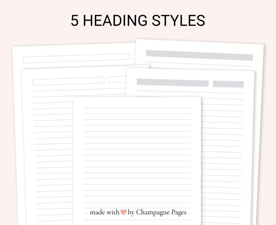 Narrow Ruled Paper Templates – 6.4mm, A5/a4/letter Sizes (printable PDF ...