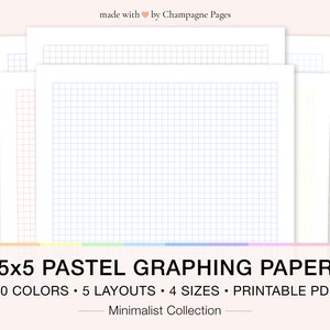 Modèles de papier graphique imprimables (5x5) - Modèles de papier à grille quadruple règle de 5 carrés par pouce, modèle GoodNotes | A5/A4/Lettre/Demi-taille
