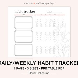 Printable Habit Tracker Sheet, 30 Day Habit Tracker, Weekly Habit Tracker, Monthly Habits, GoodNotes Template • A5|A4|Letter Planner Refills