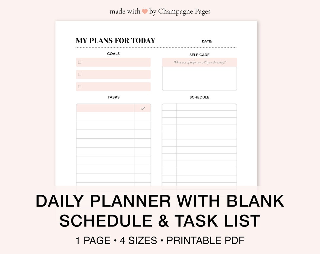 Printable Daily Planner Template, Goals, Task List (PDF) - Etsy