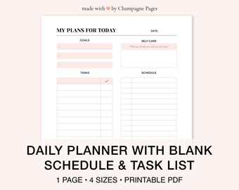 Printable Daily Planner Template, Goals, Task List (PDF)