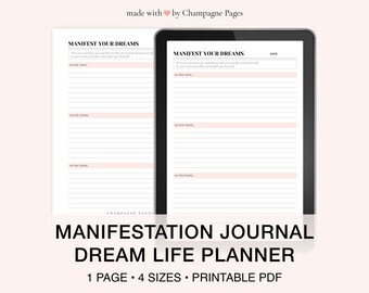 Manifestation Journal Template, Dream Life Planner (Printable PDF)