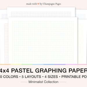 Modèles de papier graphique imprimables (4x4) - Modèles de papier à grille quadrégée de 4 carrés par pouce, modèle GoodNotes | A5/A4/Lettre/Demi-taille
