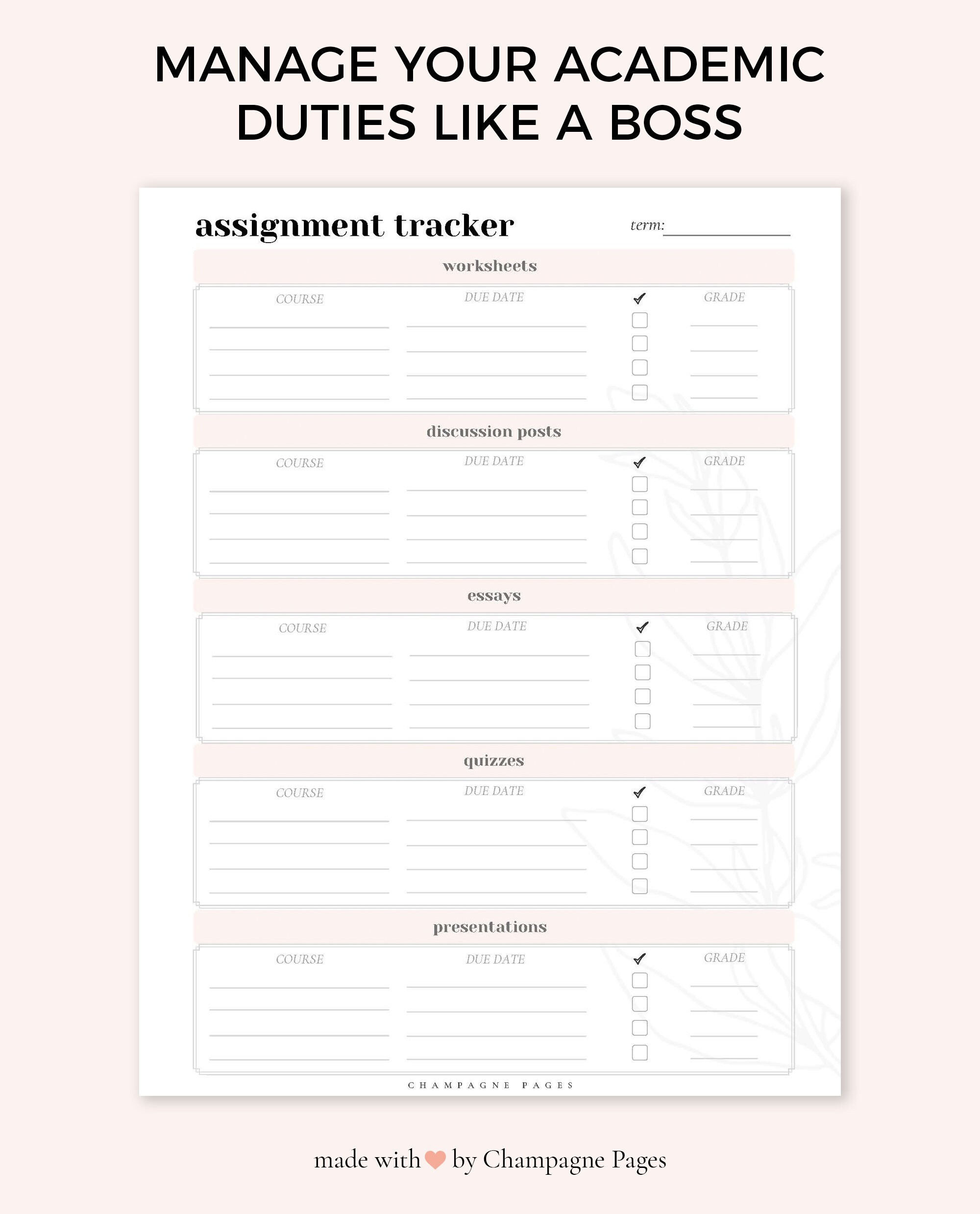 Printable Student Planner Pack, Back to School Planner, Study Planner ...