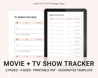 Printable Movie & TV Show Tracker, GoodNotes Template (PDF Download)
