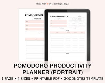 Pomodoro Productivity Planner, GoodNotes Template (Printable PDF)