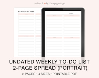 Printable Weekly To-Do List • Undated Portrait Template (PDF)