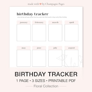 Printable Birthday Calendar, Perpetual Family Birthday Calendar Template, Birthday Tracker, GoodNotes Template — A5/A4/Letter Printable PDFs