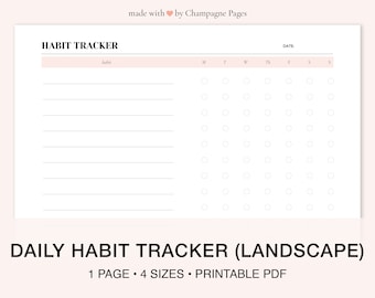 Daily Habit Tracker Template, Weekly Calendar (Printable PDF)