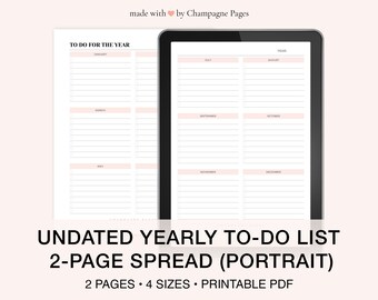 Printable Yearly To Do List • Undated, Portrait Layout (PDF)