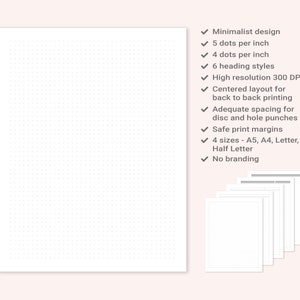Dot Grid Paper Templates Printable 5x5 5 Dots per Inch - Etsy