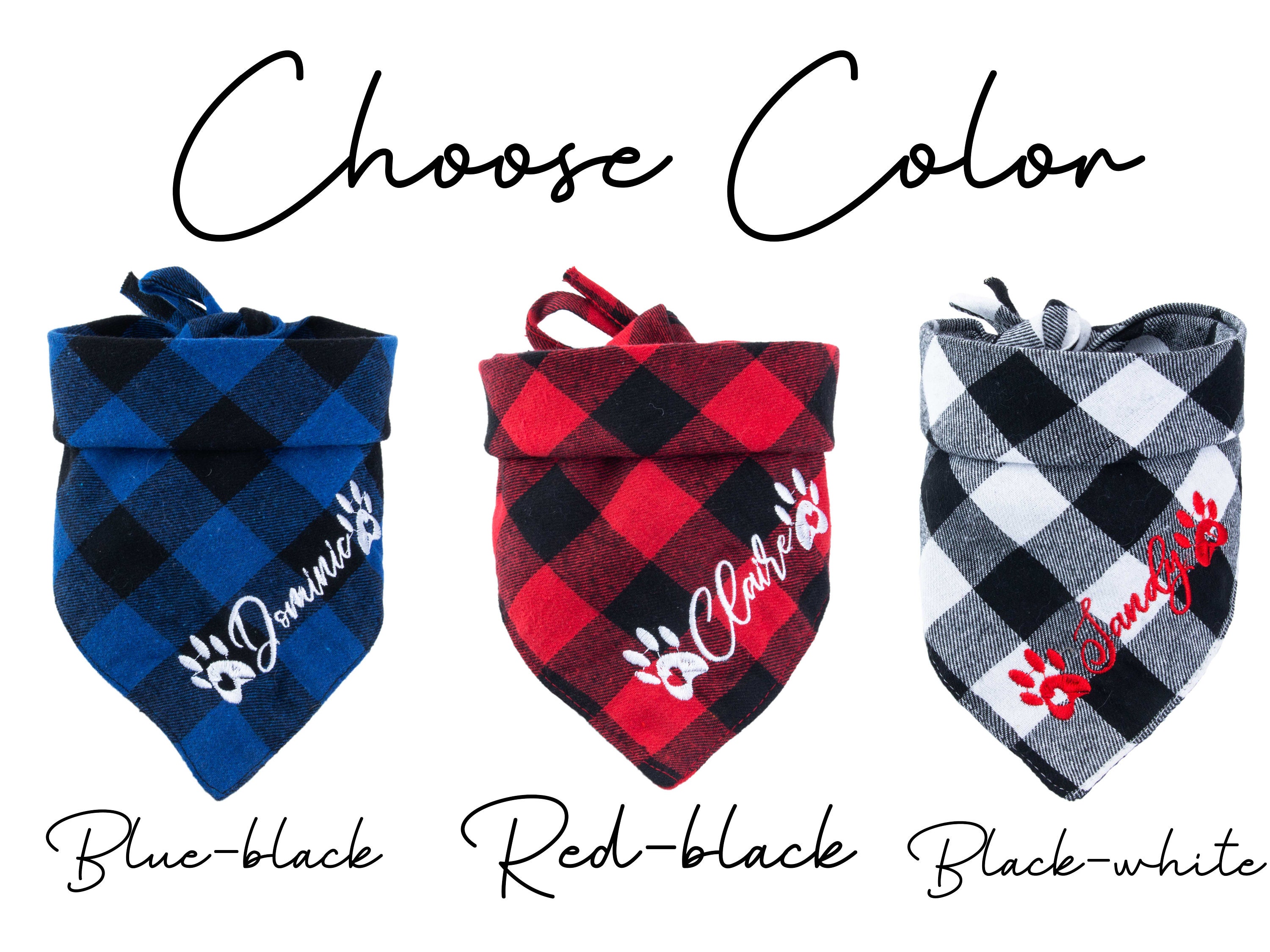 Dog Scarf Personalized Dog Scarf Embroidered Premium Plaid Dog Etsy