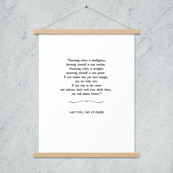 Lao Tzu Poster with Frame, Tao te Ching Poster, Taoism Poster, Spirituality Poster, Mindful Home Decor, Words of Wisdom Poster