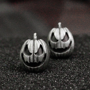 Silver realistic pumpkin earrings/Halloween pumpkin earrings/evil pumpkin smiley face earrings/pumpkin expression earrings gift
