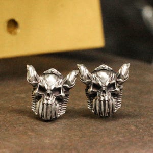 earrings, demon, bones, ribs, armor, vampire, big teeth, bloody, brutal style, jewelry, gift, sterling silver, Halloween, gothic, monster
