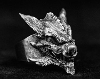 Insidious wolf ring wolf mask mythical beast wild wolf king mythand egend loyalforest world king of beasts jewelry 925 sterling silver brass