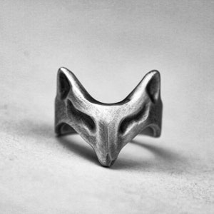 abstractAbstract Facet Ring Fox Geometric Fox V-faced Fox Gift for Men and Women Simple Exquisite Details Animal 925 Silver Brass