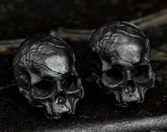 Sealed Crack High Quality Crack Texture Skull 925 Silver Stud Earrings Men&#39;s Personalized Ear Single Modern Customized Silver Jewelry