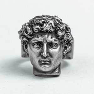 David Ring Skulptur italienischen Michelangelo Ring Glaube Revival europäischen und amerikanischen Stil Bibel Held 925 Sterling Silber Messing Männer