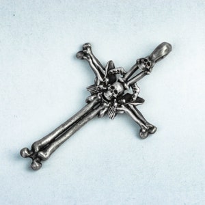 Cross Skull Pendant Necklace Christian Jesus Temple Order Teutonic Knights Faith Craftsman Made 925 Silver Brass Men and Women