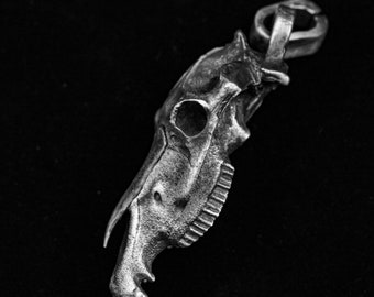 Handmade 925 Silver Horse Skull Pendant Necklace