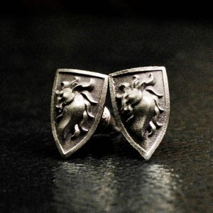 Unicorn earrings, Pegasus earrings, Prince Charming, mythical beasts guarding on the shield, symbols of freedom and unrestrainedness