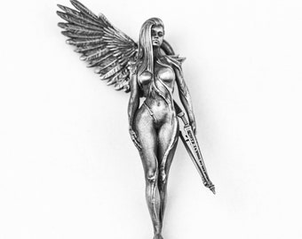 Baum Elfe Kriegerin Silber Anhänger Engel Dämon Flügel Halskette Walküre Hexe Fabelwesen Mädchen Anfangsgeschenk