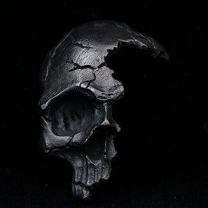 Tattoo Broken Damaged Half Face Life and Death Skull Brass Pendant Necklace Mens Horror Gothic Biker Rock Punk Silver Indian Jewelry