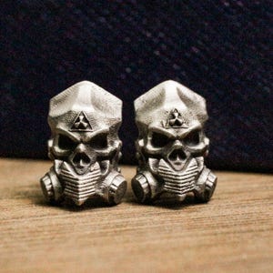 Sci-fi skull stud earrings, resident evil, gas mask stud earrings, venom, storm, gas symbol jewelry, handmade vintage skull stud earrings