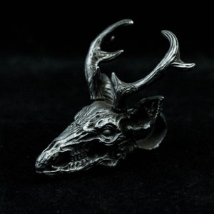 Gothic Deer Head 925 Silver Pendant Necklace - Deer Bone Dragon Head Skull Deer Horns Dragon Prime Minister Mascot Animal Brass Men andWomen