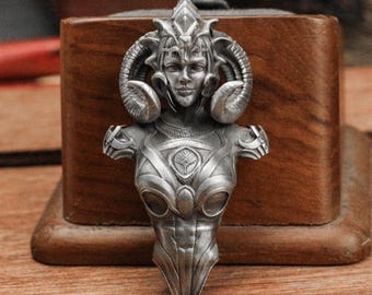 Handmade Valkyrie Bust Pendant – 925 Silver Viking Goddess Necklace