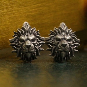Majestic lion head earrings, European design earrings, sterling silver men's lion earrings, the embodiment of strength, earringjewelry gifts