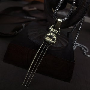 Wolverine Claw Necklace Robotic Pendant Steel Claw Mechanical Claw Handmade Customized Jewelry 925 Sterling Silver Brass for Men and Women