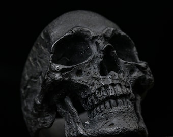 Super detailed dark gothic weathered textured skull 925 silver ring, custom ring, unisex ring, personalized gift ring