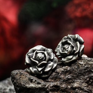 Flower earrings, rose earrings with thorns, wedding jewelry gifts for brides, roses for her, single or a pair of sterling silverroseearrings