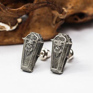 Holy coffin earrings, gothic holy coffin silver earrings, holy war men's earrings, mysterious gifts, handmade vampire earrings surprisegifts