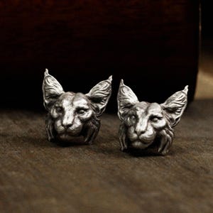 bobcat mascot earrings, animal head earrings, big cats, kitties, wild cat jewelry, animal earrings lover gifts
