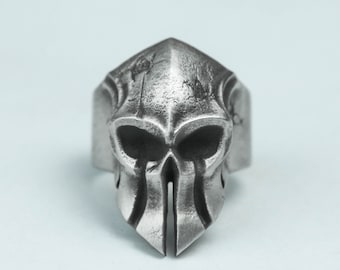 Anillo con forma de casco de gladiador espartano, plata de ley 925, para hombre
