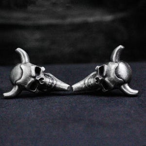 horns, skulls, warriors, helmets, 925 sterling silver earrings, masks, gifts, knights, gothic, cyberpunk, evil, rebirth, jewelry, strange