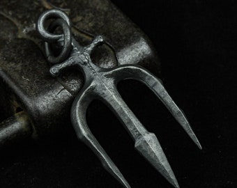 Handgemachte Sterling Silber Trident Anhänger, Sea King Halskette