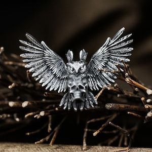 Animal Owl Skull Pendant Necklace Lucky Bird Indian Totem Angel Handmade Silver Jewelry for Women 925 Sterling Silver Men&#39;s Brass