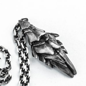 Dragon armor pendant flying wing necklace armor dragon scale warrior knight animal feather horror 925 silver brass for men and women