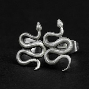 Snake earrings - Silver snake earrings - Snake hoops - Reptile earrings - Gothic earrings - Men's earrings - Exquisite snake gifts for women