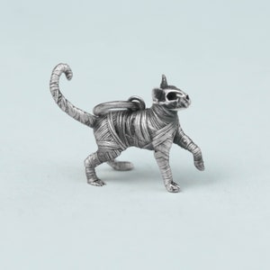 Silver Mummy Cat Pendant Necklace-Egyptian Elvis-Egyptian Elvis Goddess Necklace, 3D Animal Pendant-1 Small Silver Ornament