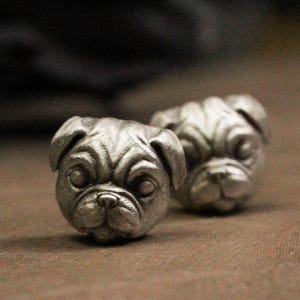 cute pug earrings, cute animal earrings for women, dog earrings, silver dog gifts, dog head earrings, gifts for dog lovers, pug earrings
